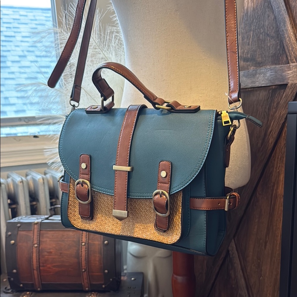 Modcloth Blue and Gold Crossbody Bag with Chic Design